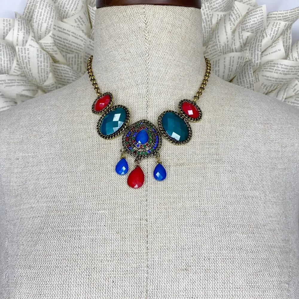 Multi Color Goldtone Statement Necklace